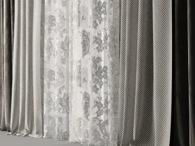 Curtains with window 7 3D model