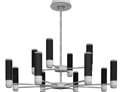 BERENICA modern chandelier with brass and glass shades Low-poly 3D model