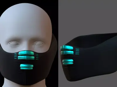 Gas mask helmet 3d model scifi Low-poly  Low-poly 3D model