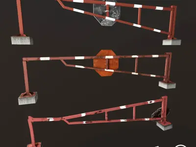 Road Barrier Low-poly 3D model 3