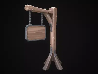 Stylized tavern sign Low-poly 3D model