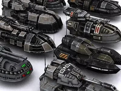 Sci-Fi hover tanks Low-poly 3D model