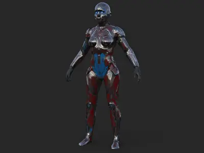 Cyborg Angel Asian Low Poly Low-poly 3D model