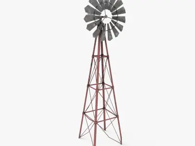 Vintage Windmill Low-poly  Low-poly 3D model