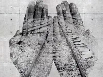 Concrete Tracks Mural Wallpaper Texture  Texture