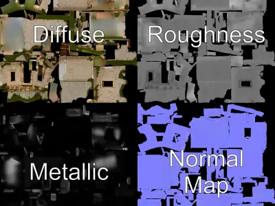 Rustic Stone House with Moss Model Pack Low-poly 3D model