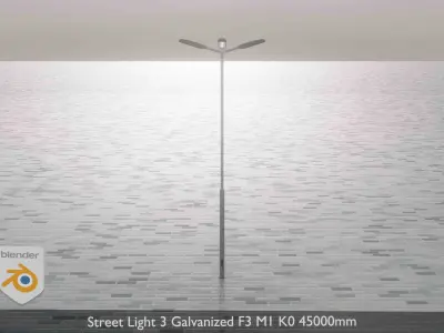 Street Light 3 Galvanized F3 M1 K0 4500 mm Low-poly 3D model