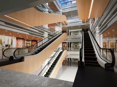 Shopping Mall interior Low-poly 3D model