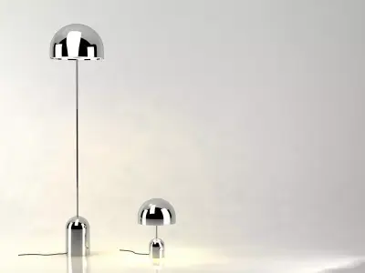 Bell table lamp with chrome dome 3D model