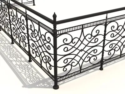Metal Neoclassical Railing 3 Free 3D model