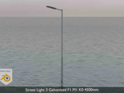 Street Light 3 Galvanized F1 M1 K0 4500mm Low-poly 3D model