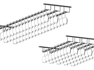 Wine Glass Bar Hanger Rails 3D model