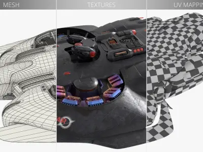  Sci-Fi Armored Assault Dropship Black Rigged for Maya 