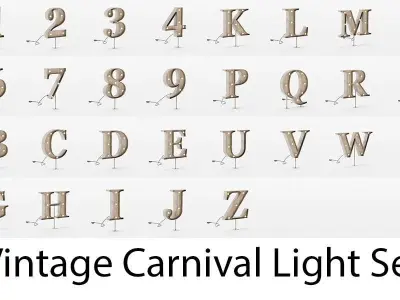 Vintage Marquee Letters Carnival Lights Signs Alpha-Numeric  Low-poly 3D model