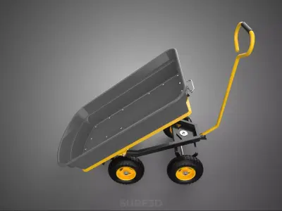 TILTED PLASTIC PP BED DECK TUB GARDEN CART TROLLEY WAGON TRAILER 3D model