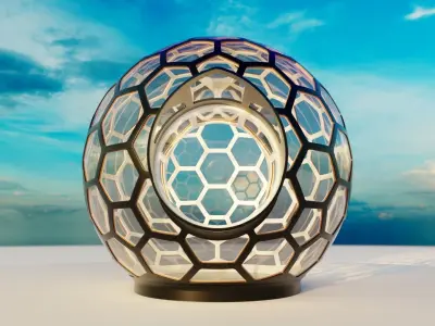 sci-fi Glass dome with hexagon windows and entrance 3D model
