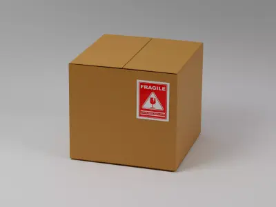 Cardboard box Fragile 3D model Rigged 3D model