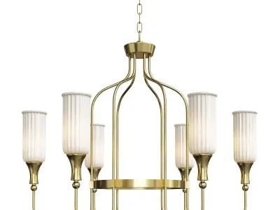 Cylinder Fixture Traditional Opal Glass Pendant Lighting Low-poly 3D model