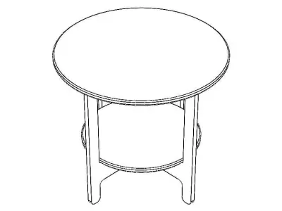 Teak Round Lamp Table Free 3D model