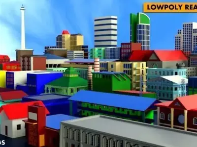 cartoon buildings bundle 3D model