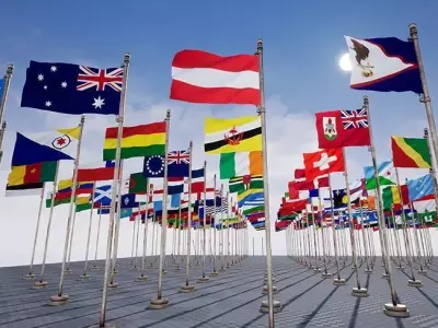 Flags Package  250 Flags Low-poly 3D model