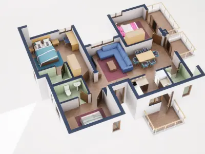 3D Floor Plan 42 3D model