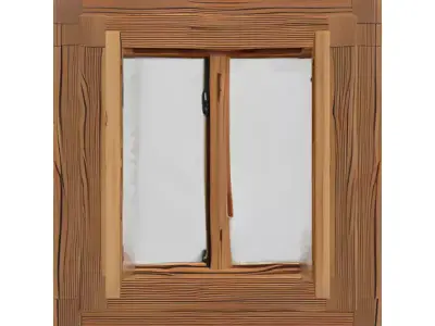 Distressed Broken Wooden Window Frame Low-poly 3D model