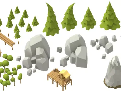 Full City low Poly Fantasy RTS 128 Model Game Ready Low-poly 3D model