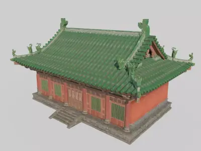 Ancient Asian architectural barracks 3D model