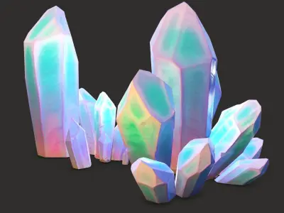 unreal minerals and crystals stylized for cartoon Low-poly 3D model