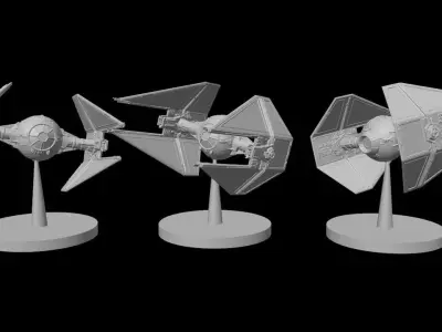 Star Wars Tie Interceptor with base 3D print model