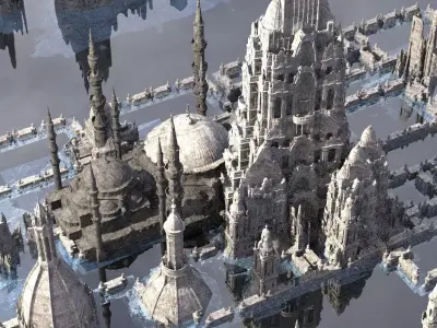 Muslim Crusades Stronghold City architecture Kit bash  3D model