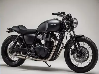 Matte Black Classic Cafe Racer Motorcycle Low-poly 3D model