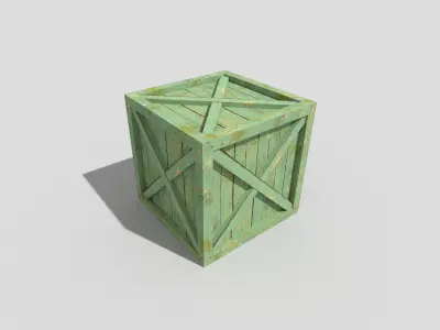 low poly wooden crate Low-poly 3D model