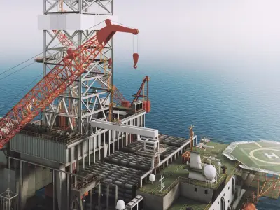  DETAILED Semi Submersible Oil Rig 