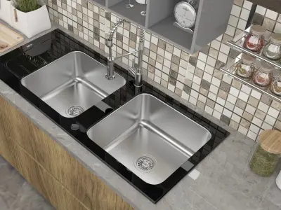 Create a professional kitchen design 3D model