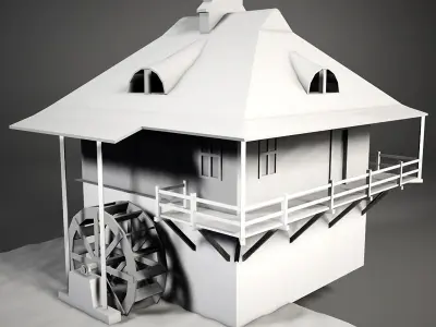 Water mill Low-poly 3D model