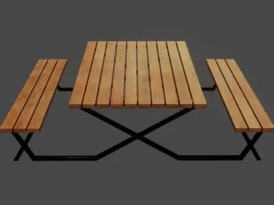 Picnic Table Low-poly 3D model