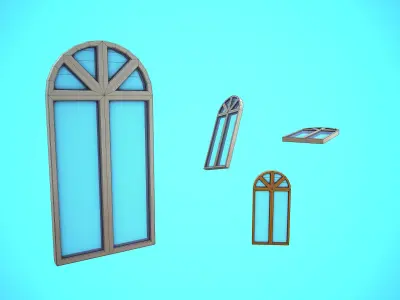 WINDOW 01 WOOD CARTOON STYLIZED  Low-poly 3D model