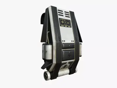 SciFi Backpack F07 White Dirt - Fashion Character Design Low-poly 3D model
