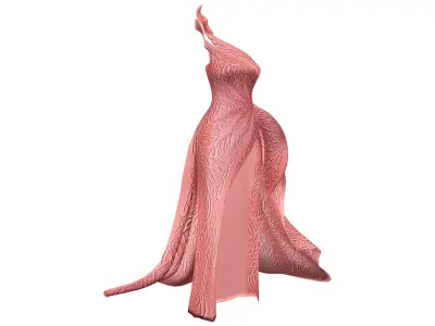 Floor Length Couture Dress Low-poly 3D model