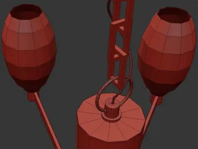 Julian chandelier with six lights in brass and clear glass 3D model