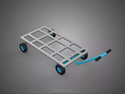 T-HANDLE SWIVEL STEERING FLATBED TROLLEY CART TRANSPORT PALLET 3D model