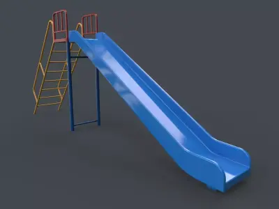 PBR Modular Outdoor Straight and Wave Slide A Low-poly 3D model