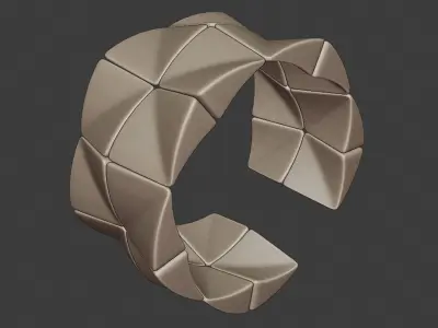 TriFold Quantum Ring - Futuristic Customizable Sci-Fi Jewelry 69 3D print model