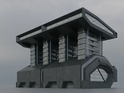 Modular futuristic sci-fi building  3D model