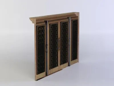 Door wooden wine cellar Low-poly 3D model