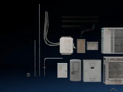 City Building Props Low-poly 3D model