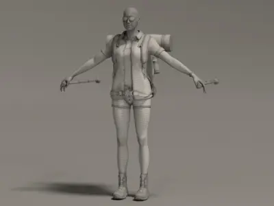  Female Hiker Animated HQ Editorial License 