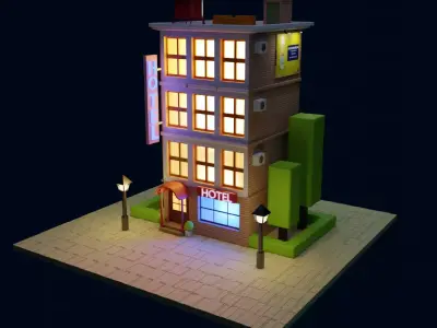 Low poly house building Low-poly 3D model